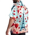 thumbnail image 3 of Eiffel Tower Valentine's Day Men's Short Sleeve Casual Printed Button Down Beach Shirt - Summer Hawaiian Top, 3 of 6