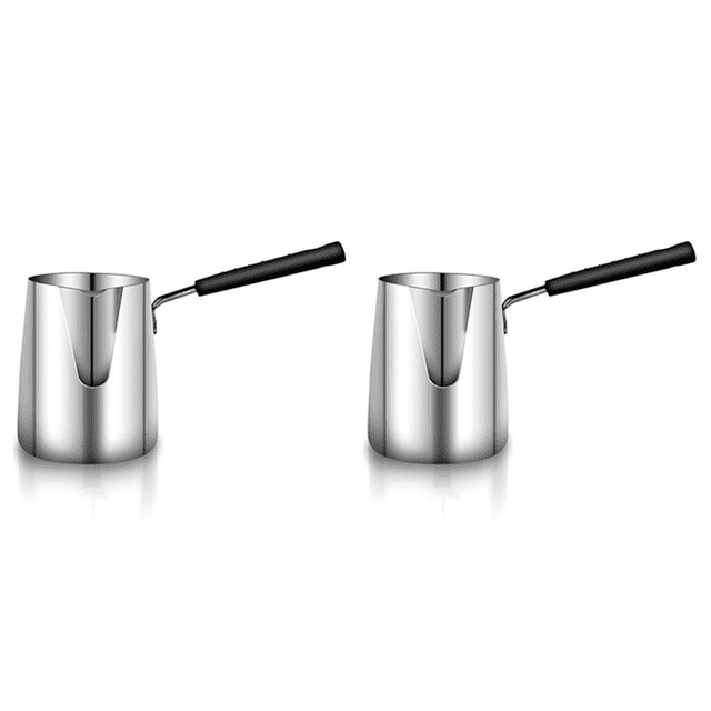 2X Acier Inoxydable et Chauffe-Café, Cafetière, Mini Pot à Fondre et Pot à Lait avec Bec Verseur -(600Ml)