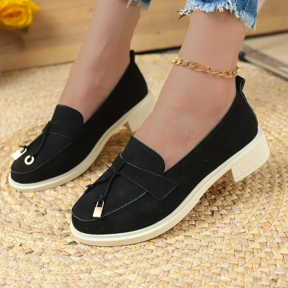 Weloille Women's Casual Shoes Fall New Beanie Shoes Large Size Soft Soled Loafers Lazy Comfortable Shoes