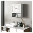 thumbnail image 2 of Rustic Wall Organizer: White Farmhouse Medicine Cabinet with Barn Doors & Shelf, 2 of 9