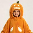 thumbnail image 6 of Wearable Blanket Hoodie for Boys Girls, Soft Pumpkin Hooded Blanket for Halloween Home Lounge Pumpkin Suit, 6 of 9
