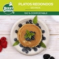 thumbnail image 3 of 125 Platos Desechables, 100% Compostable  Ecológico 22.5 cm/ 9 x 9 Pulgadas Berry Green PLR9N, 3 of 5