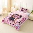thumbnail image 2 of Erosebridal Cute Black Girls Twin Comforter Sets,Kids Lipstick Cosmetics Pink Sequin Print Stars Bedding Set,Reversible Pink 2 Pieces, 2 of 7