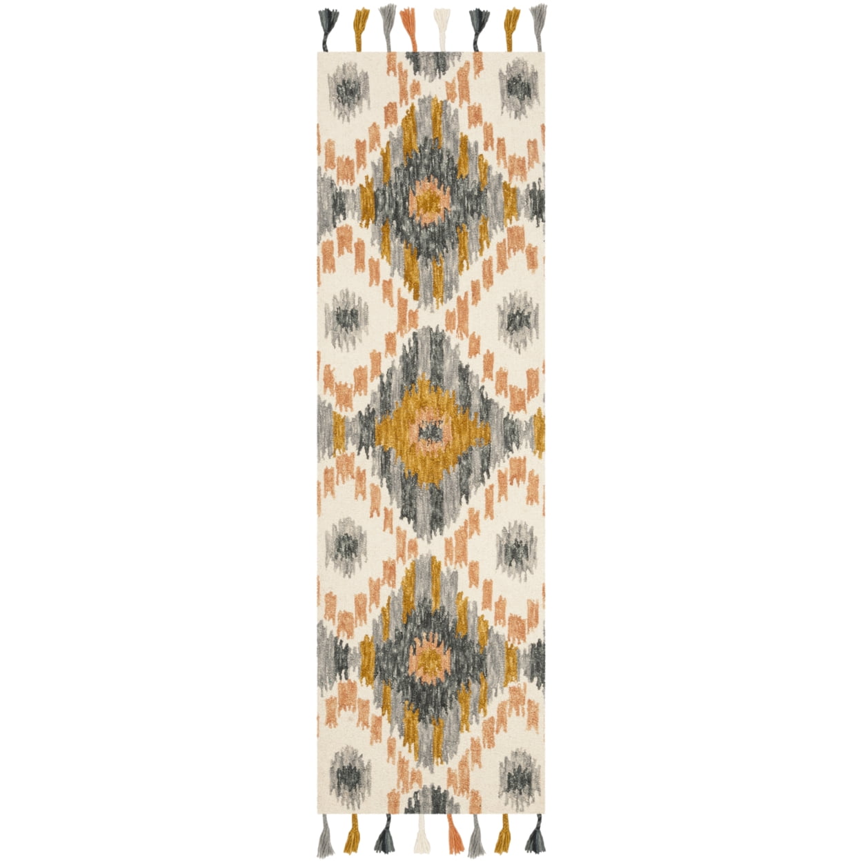 SAFAVIEH Suzani Leyla Southwestern Wool Area Rug, Ivory/Gold, 5' x 8'