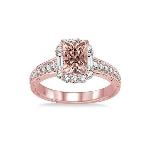 1.25 Carat Morganite and Diamond Engagement Ring for Women in 14k Rose Gold affordable morganite & diamond engagement ring