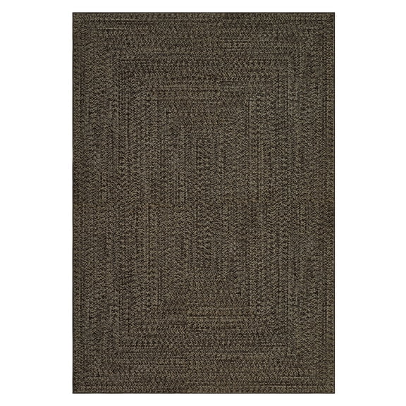 Flarhetoric Machine Washable Braided Area Rug - Mark Resistant & Non-Slip Low Pile Carpet for Living Room, Bedroom, Home Office | Dark Brown, 8x10ft, USA