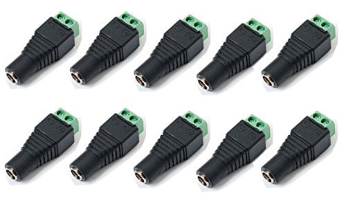 10 pack 2.5mm x 5.5mm female DC power plug connectors for CCTV security camera 