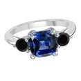 thumbnail image 4 of AoneJewelry 2.20 Carat Tanzanite and Black Diamond Three Stone Ring In 10K Solid Rose, White & Yellow Gold, 4 of 5