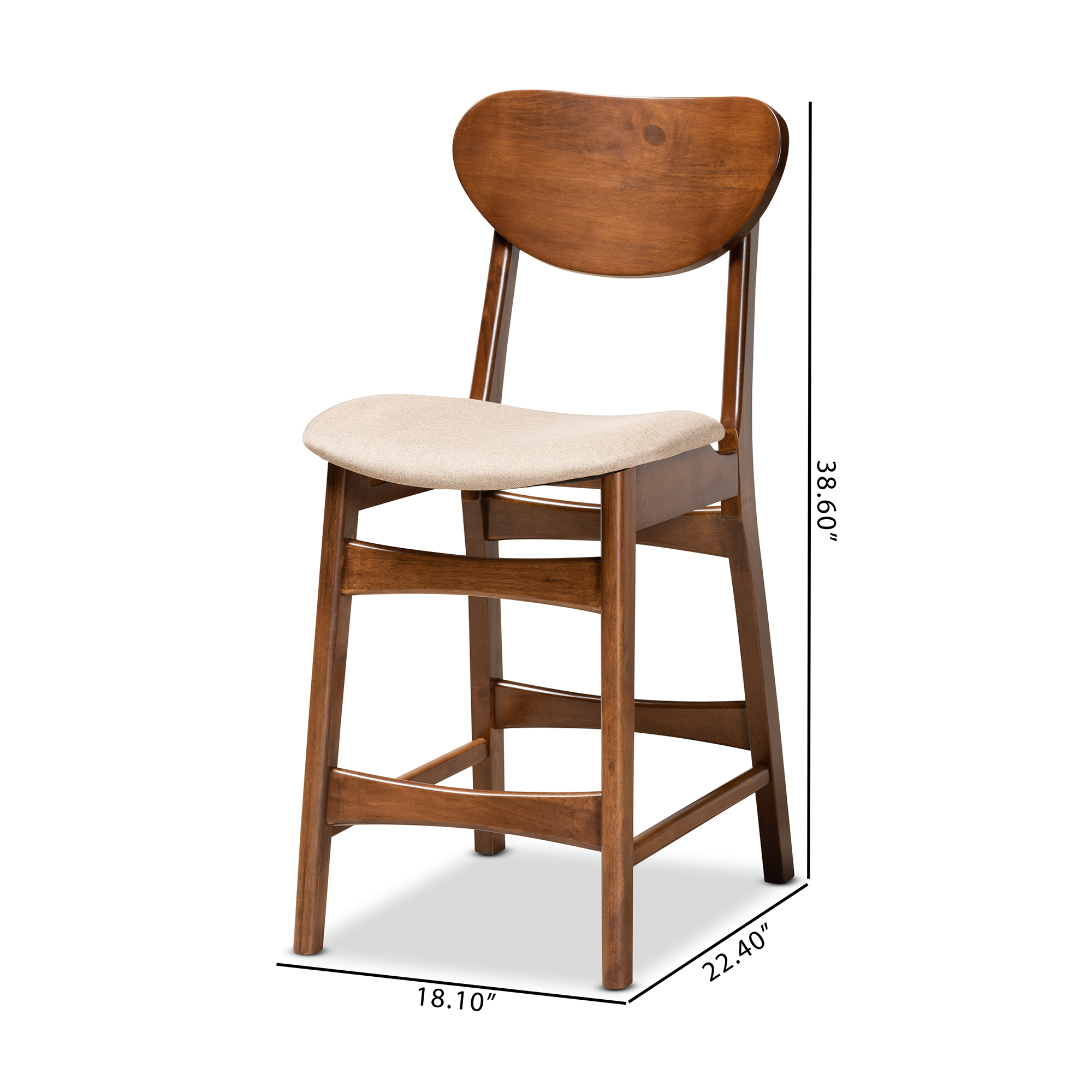 Baxton Studio Katya Bar Stool, Sand, Set of 2