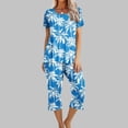 thumbnail image 2 of Atogsazn Women's Sleepwear Capri Pajama Sets Short Sleeve Two Piece Pjs Crew Neck Tops & Capri Pants with Pockets Blue XL, 2 of 7