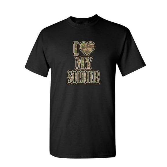 Tee Hunt I Heart My Soldier T-Shirt Cute Camo Army Wife Army Mom Military Mens Shirt