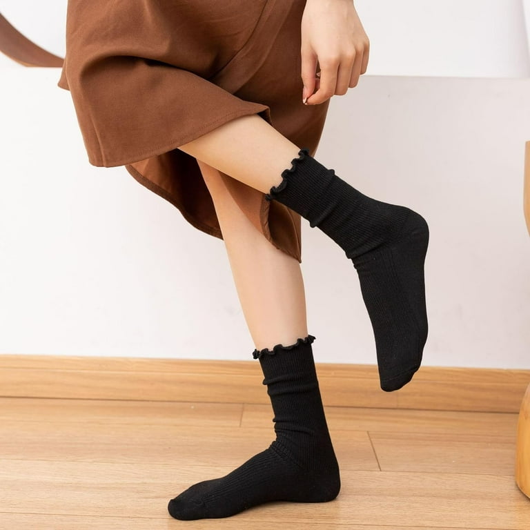 Women's Ruffle Ankle Socks - Cotton Lettuce Edge Frilly Socks, Cute Casual Style, Pack Of Assorted Colors