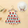 thumbnail image 5 of KDFJPTH Cute Sweet Flower Print Summer Princess Dresses With Straw Hat 2 Piece Set Vacation Casual Sleeveless Dress, 5 of 7