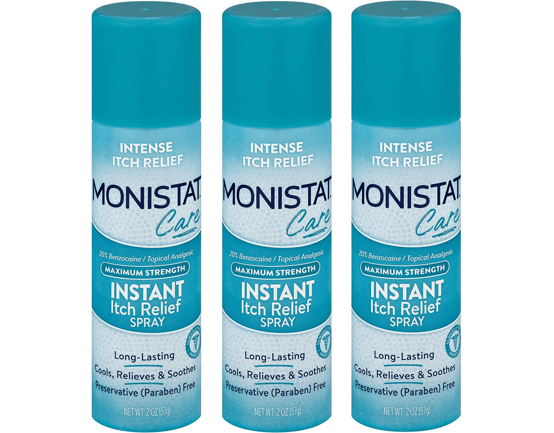 Monistat Care Instant Itch Relief Spray | 2 Ounce | Maximum Strength Formula with 20% Benzocaine | (3-pack) Packaging May Vary