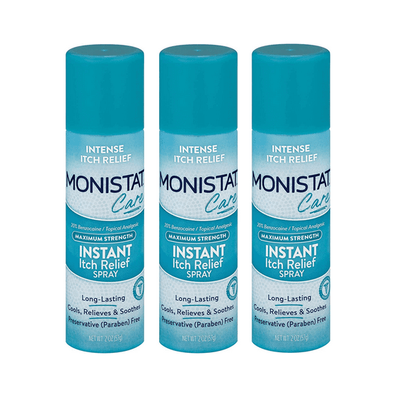 Monistat Care Instant Itch Relief Spray | 2 Ounce | Maximum Strength Formula with 20% Benzocaine | (3-pack) Packaging May Vary