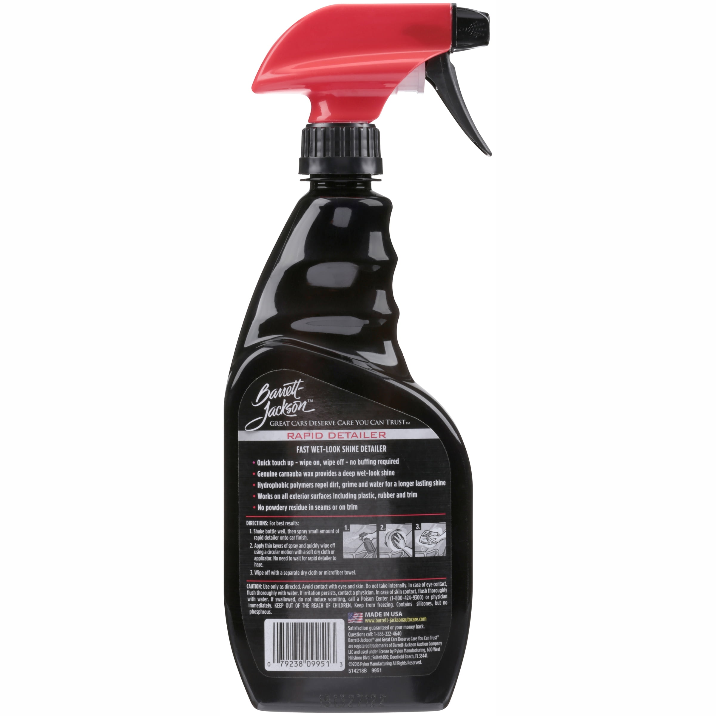 Barrett-Jackson Rapid Car Detailing Spray, Contains Carnauba Wax - Spray on  and Wipe Off for Easy