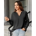 thumbnail image 3 of Weardear Women's Smocked Long Sleeve V-Neck Blouse, Casual Chiffon Tops, 3 of 7