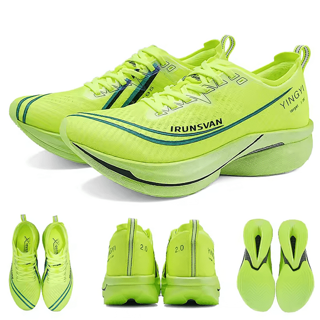 Tennis de Running para Hombre con Placa de Fibra de Carbono IRUNSVAN Shadow Wing 2.0 - Ultra Ligeras, Amortiguadas y Transpirables - Para Maratón, Entrenamiento y Uso Diario
