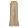 thumbnail image 5 of RYRJJ Women's-Cargo-Hiking-Pants-High-Waisted Wide Leg Lightweight Stretch Trousers Multi-Pockets Parachute Pants for Work Casual Outdoor(Khaki,L), 5 of 6