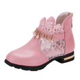 thumbnail image 1 of MIASHUI Girls Ankle Boots Kids Solid Color Mesh Lace Dance Shoes,Pink,9.5-10 Years, 1 of 8