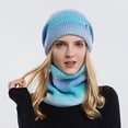 thumbnail image 2 of Resicozy Womens Winter Beanie Hat Scarf Set Fleece Lined Warm Ski Soft Adjustable Neck Gaiter Thick Knit Versatile Winter Wear Blue, 2 of 3