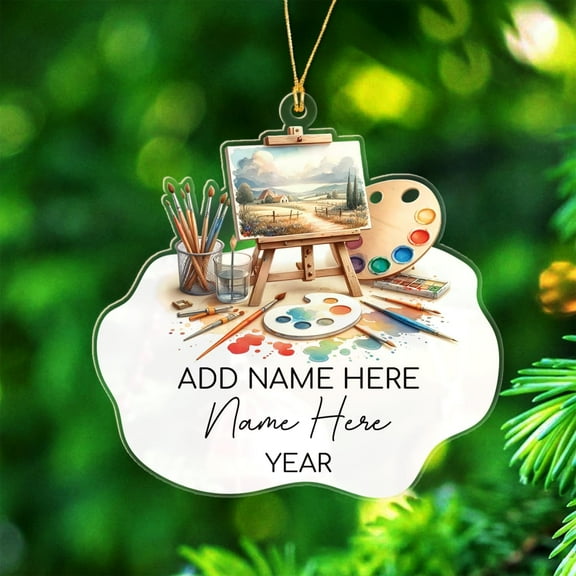 Personalized Artist Shaped Christmas Ornament 2025, Unique Artist Xmas Decor, Custom Year/Text/Name Keepsake Gift for Teacher Friends