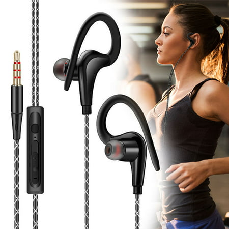 Fitness Earbuds, EEEKit Stereo Bass Sweatproof Earhook Headphones Sports Earpieces with Micr & in-Line Control Noise Isolating Wired Jogging Running Earphones for Exercise Gym Workout, (Best Fitness Earphones 2019)