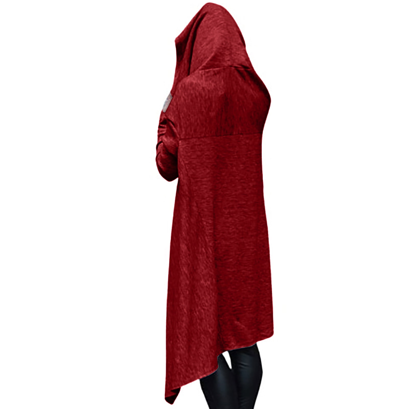 Fartey Womens Asymmetrical Hem Hoodies Casual Irregular Long Sleeve Drawstring Hooded Sweatshirt Long Tunic Pullover Sweatshirts Wine 3XL