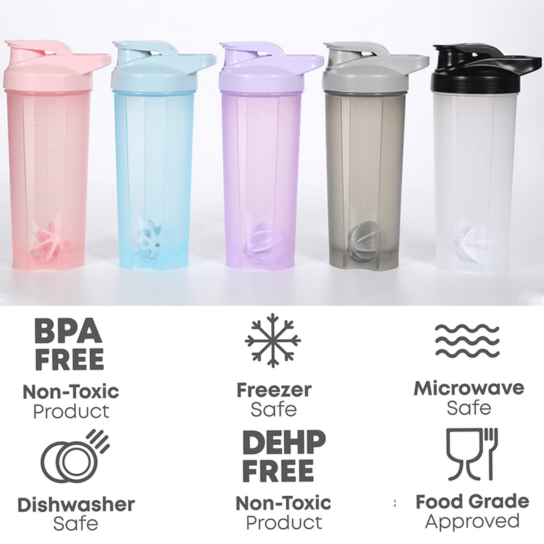 Slim Protein Shaker Bottle With Storage Leakproof Small Protein Shake  Bottles Smart Shaker Cup for Women + Men, Pink 