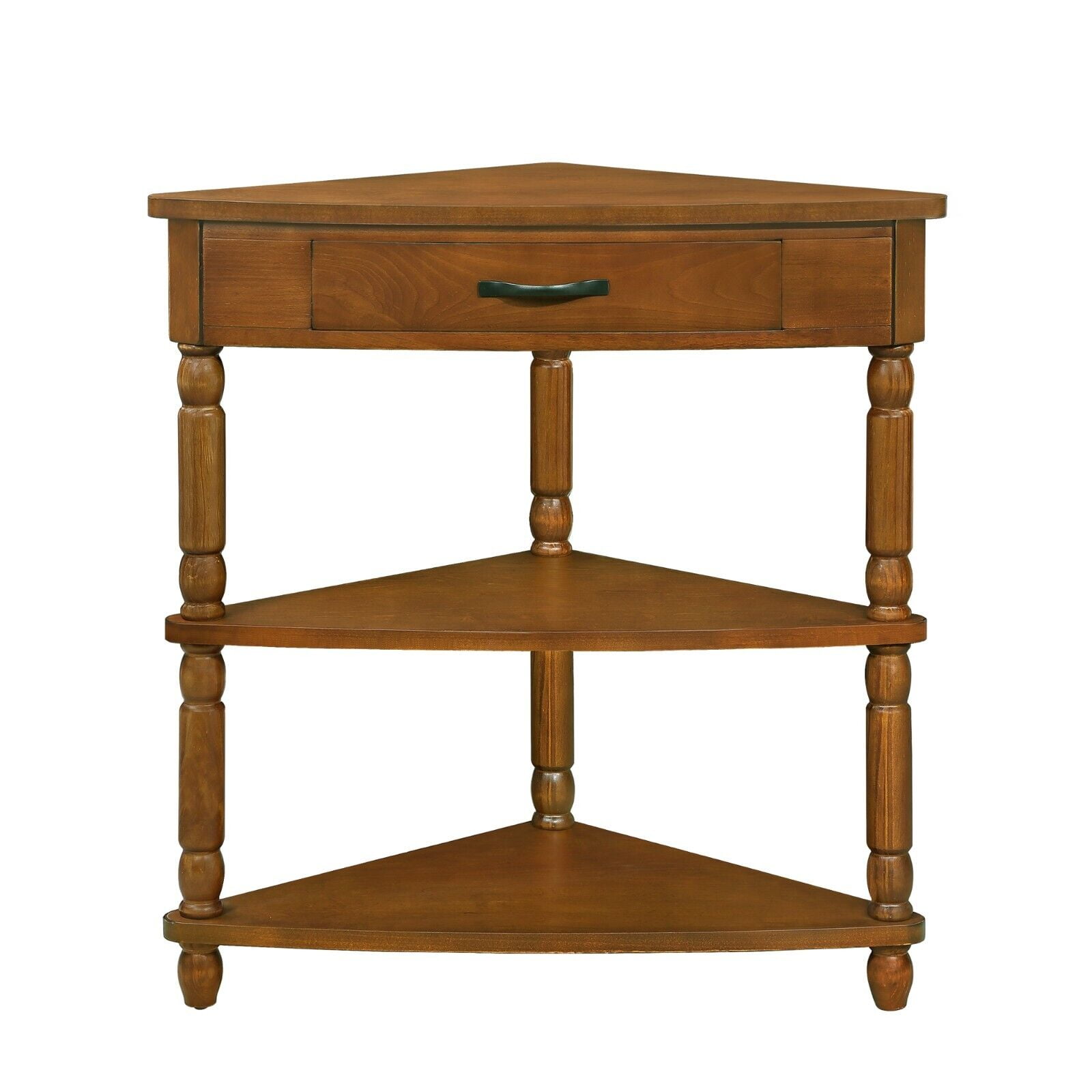 Small Triangle Corner Table, 3 Tier Wood Corner Side Table with