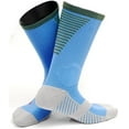 thumbnail image 3 of Lian LifeStyle Big Boy's 1 Pair High Crew Athletic Sports Socks Size L/XL XL0028-01(Sky Blue w/Green Strip), 3 of 3