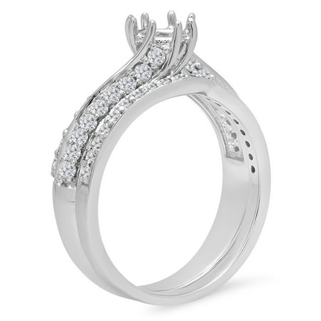 - Dazzlingrock Collection 0.75 Carat (Ctw) 14k Round Diamond Ladies Bridal Semi Mount Ring Set (No Center Stone), White Gold, Size 8