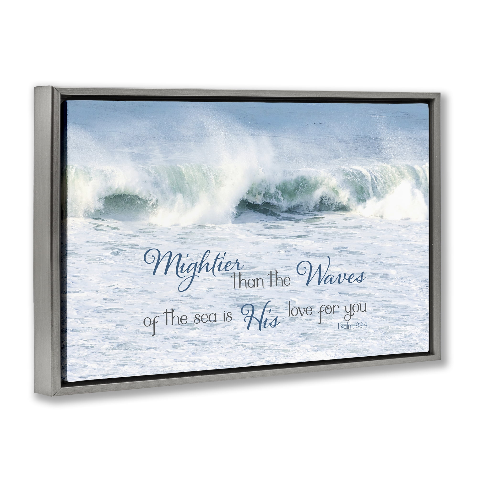 Stupell Industries Mightier Than The Waves Gray Framed Floater Canvas Wall Art, design by Kathy Mansfield