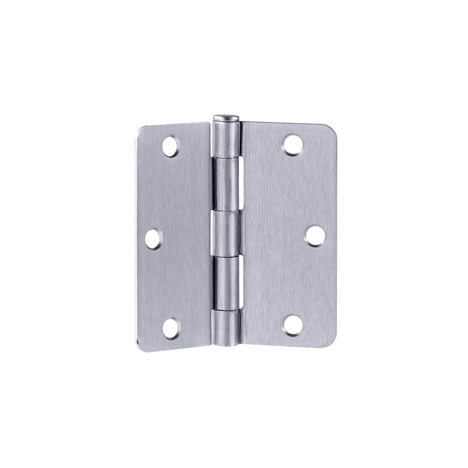 Brushed Chrome Steel Plain Bearing Door Hinge with Removable Pin, 3-1/2 x 3-1/2 in. 1/4 in. Radius, 3-Pack