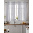 thumbnail image 2 of Light Grey Striped Curtains 54 Inch Length, Sheer Curtains for Bedroom Living Room Window White Simple Neutral Modern Rod Pocket Voile Drapes Kitchen Curtains Small Half Window 42"x54" 2 Panels, 2 of 6