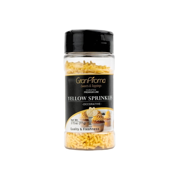 GranAroma Yellow Sprinkles, Decorative, Cakes & Cupcakes Yellow, 2.72 Ounce