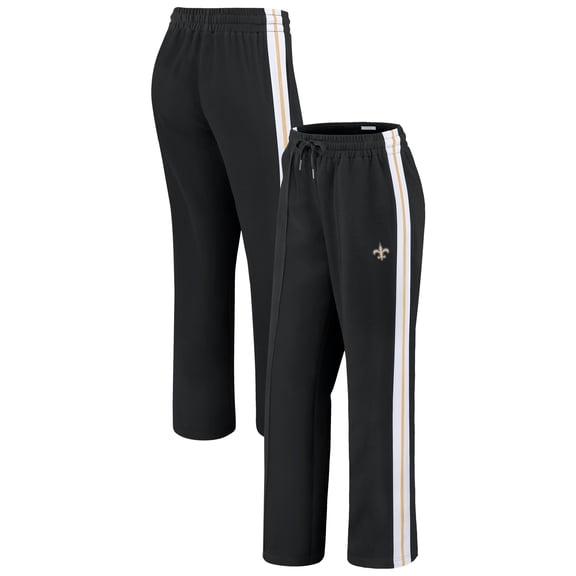 Women's WEAR by Erin Andrews Black New Orleans Saints Color-Block Straight Leg Pants
