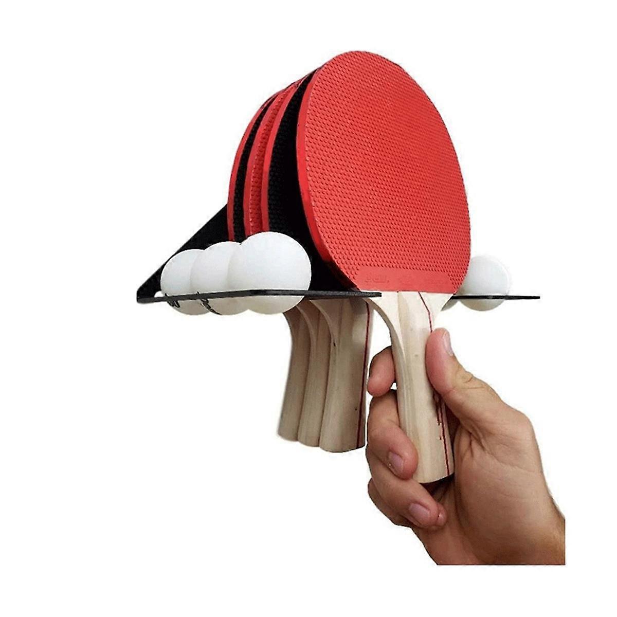 Table Tennis Paddle Holder, Pings Pong Ball Holder - Table Tennis Racket Display Stand with Ball Ho