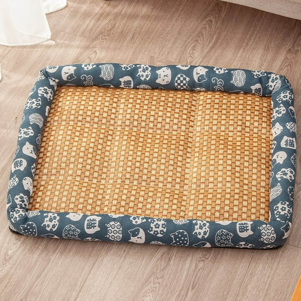 Cama refrescante de verano para perros y gatos, 60 x 45 cm, transpirable, cómoda, acolchada y suave, con base antideslizante para uso en interiores y exteriores.