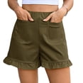 thumbnail image 3 of High Waist Women Straight Leg Ruffle Shorts Dressy Bottom, 3 of 6