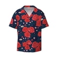 thumbnail image 3 of Goofa Rose Flower Printed Men's Casual Short-sleeved Shirt,Lightweight Breathable Button-down,Summer Casual men's top,Versatile Fashion shirt-Large, 3 of 7