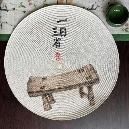 

QWZNDZG Chinese style table mat creative placemat Chinese printing waterproof and oil-proof dinner plate mat round placemat spot