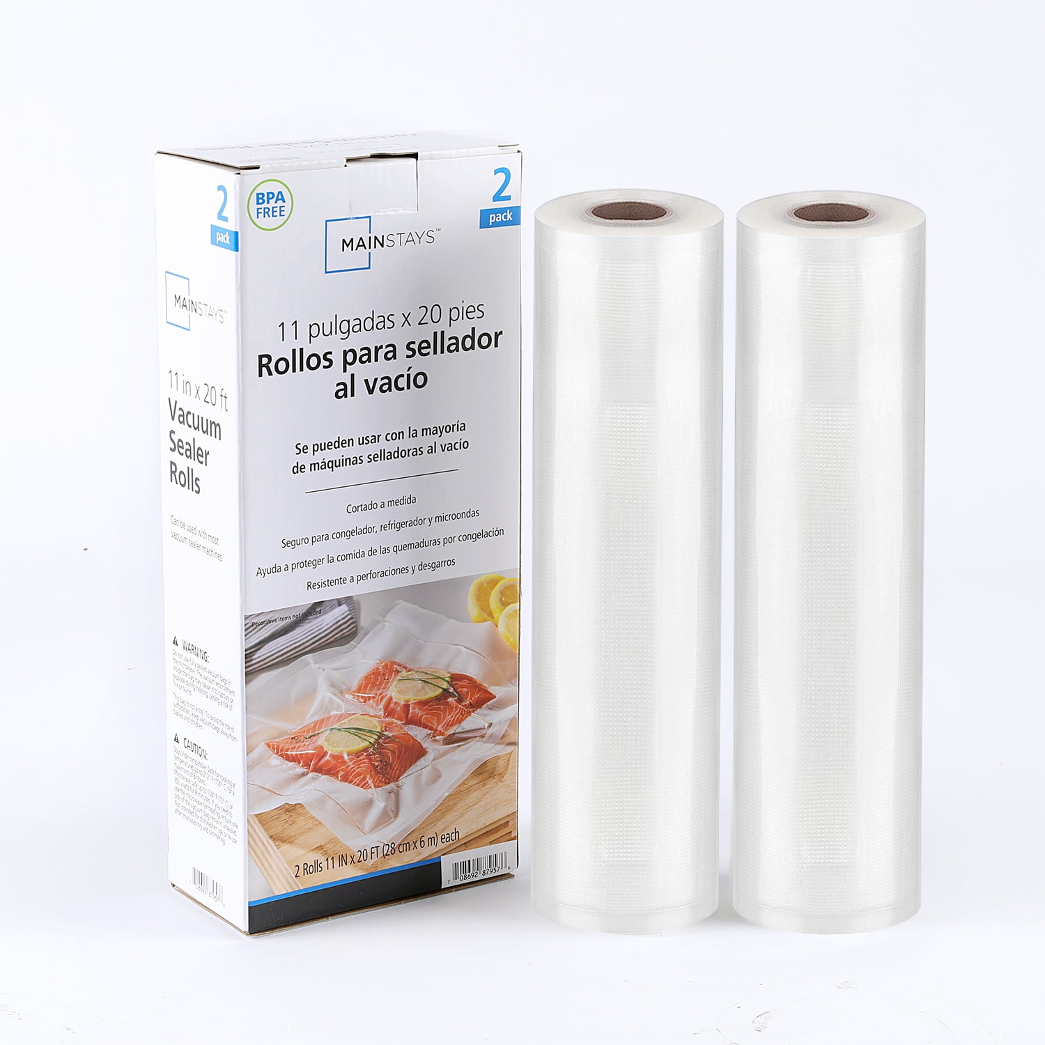Mainstays 11 in. Vacuum Seal Roll, 11 in. x 20 ft , 2 Pack , Clear