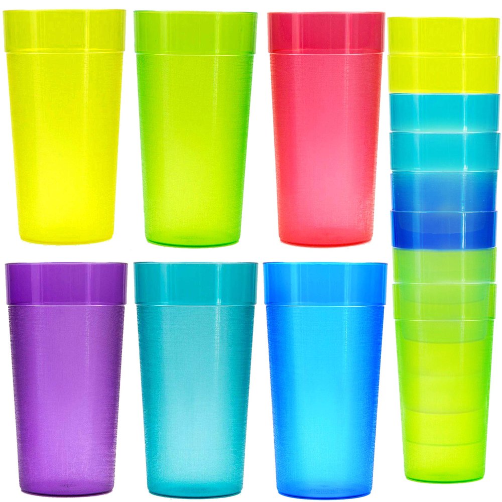 18 Pack 20 Ounce Plastic Tumblers, Cafe BreakResistant Drinking