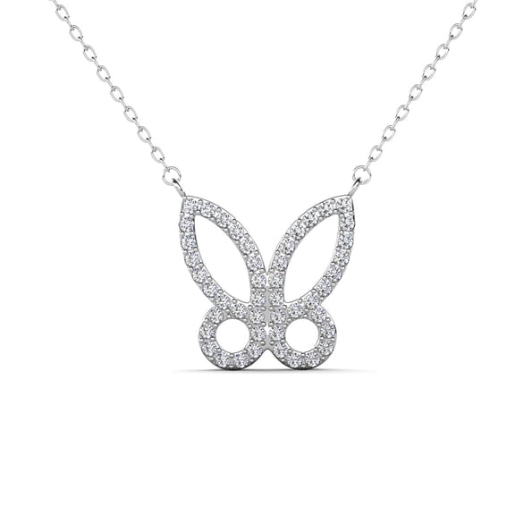 Cate & Chloe Maxine 18k White Gold Plated Butterfly Necklace with Swarovski Crystals for Women