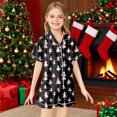 thumbnail image 2 of Byoo Christmas Toddler Girls Outfit Set Tree Print Button Down Short Sleeved Shirt Shorts Sleepwear Silk Soft Homewear, 2 of 4