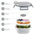 thumbnail image 4 of Caperci 55 oz Superior Salad Bento Box with 4-Compartments, 3 oz Sauce Container, Reusable Spork & BPA-Free (Gray), 4 of 5