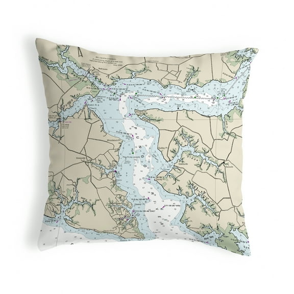 Betsy Drake KS11548PR 12 x 12 in. Pungo River, NC Nautical Map Non-Corded Indoor & Outdoor Pillow