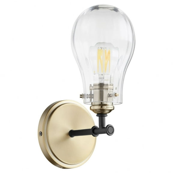 Quorum Lighting 511-1-69 Fluted Wall Sconce, 1-Light 60 Watts, Noir/Aged Brass