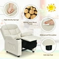 thumbnail image 5 of Infans Kids Youth Recliner Chair PU Leather w/Cup Holders & Side Pockets Beige, 5 of 7